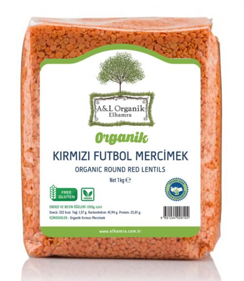 ORGANIC RED ROUND LENTILS. 1KG. ADIYAMAN CITY. TURKEY