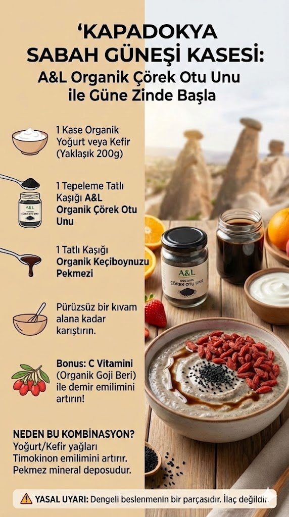 Organik Sertifikalı Çörek Otu Unu Glütensiz Vegan 110g Kapadokya Nevşehir Cam Kavanoz - Görsel 5