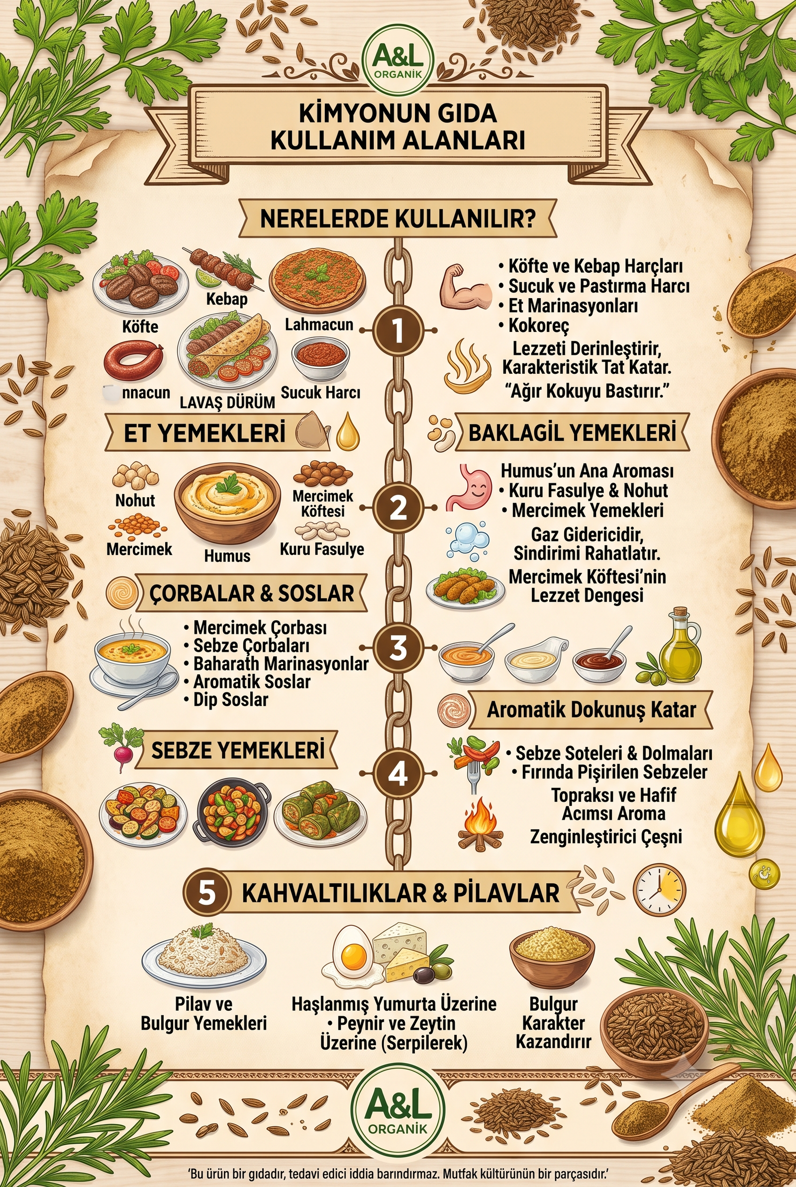 Organik Toz Kimyon Glütensiz Vegan 50g Nevşehir - Görsel 4