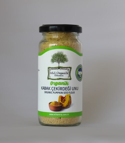 Organik Sertifikalı Çiğ  Kabak Çekirdeği Unu Glütensiz Vegan 90g Kapadokya Nevşehir Cam Kavanoz