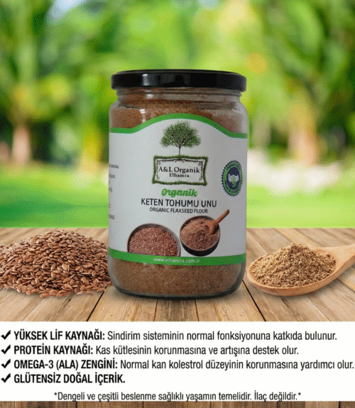 Organik Sertifikalı Keten  Tohumu Unu Glütensiz Vegan 50g Kapadokya Nevşehir Cam Kavanoz