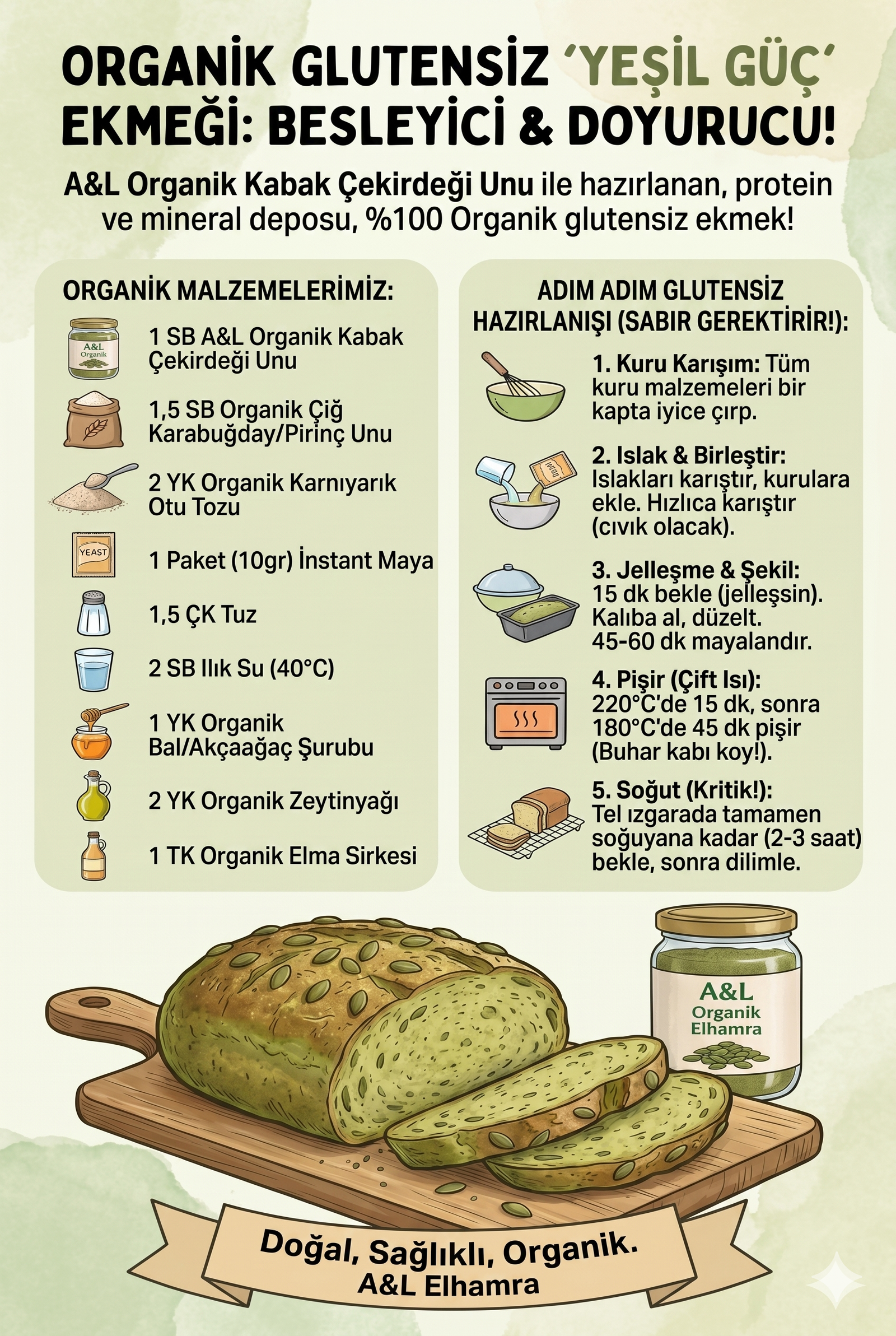 Organik Sertifikalı Çiğ Kabak Çekirdeği Unu Glütensiz Vegan 90g Kapadokya Nevşehir Cam Kavanoz - Görsel 4