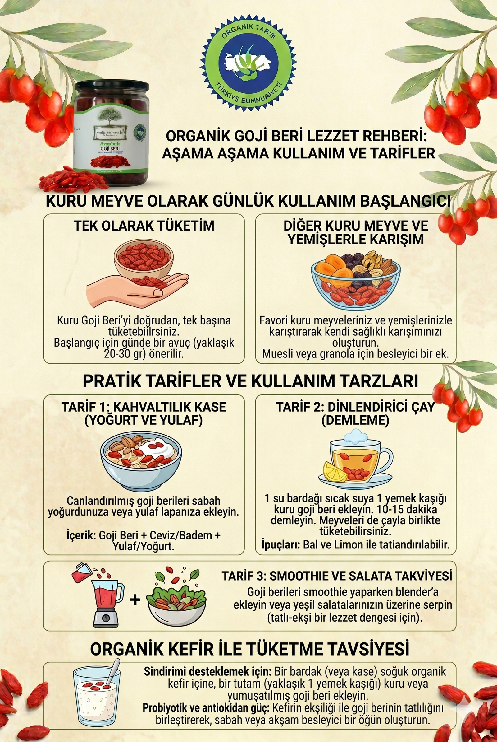 Organik Sertifikalı Goji Beri Kurusu Glütensiz Vegan 110g Orhangazi/Bursa Cam Kavanoz - Görsel 4